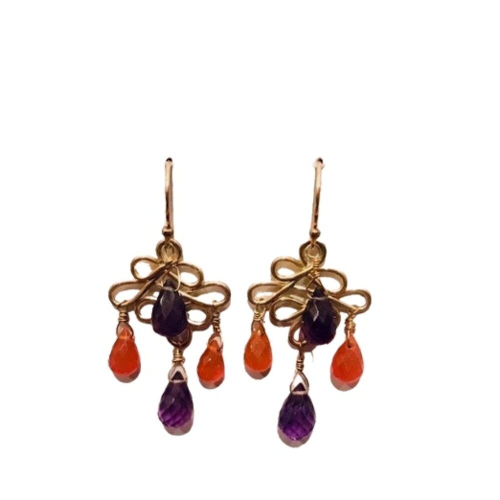 Artisan Earrings, pierced, Faceted Crystals